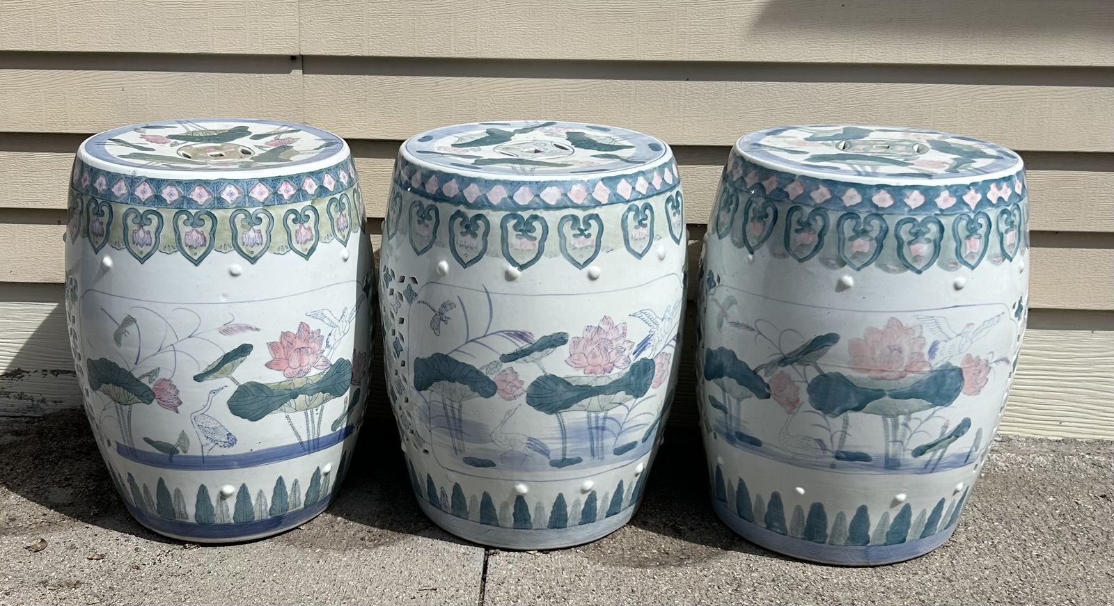 Lily Pad Motif Garden Stools