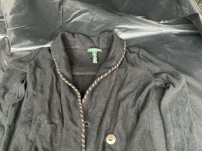 Vintage Lauren Ralph Lauren Wrap Cardigan - Black Linen/Cotton Blend M