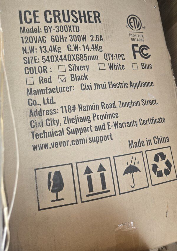 Vevor Commercial Ice Crusher