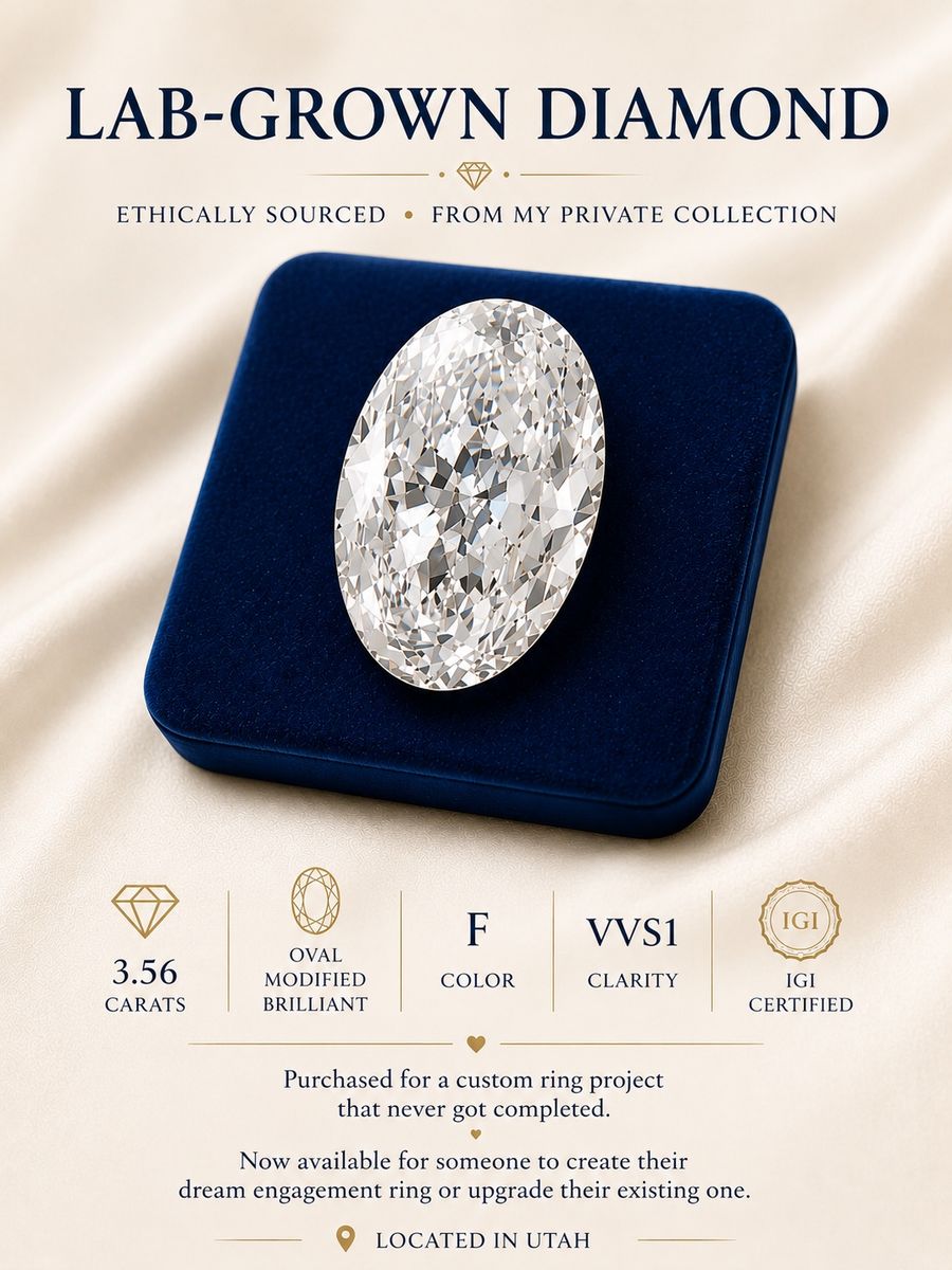 3.56 Carat Oval Modified Brilliant Lab-Grown Diamond - F Color, VVS1 Clarity, IGI Certified