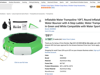 Inflatable Water Trampoline 10ft , Green and White Round Inflatable Water Bouncer