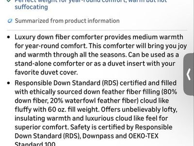 Luxury Cloud-like Down Fiber Comforter - Full/Queen, 90x90, Baffle Box Design, RDS Certified