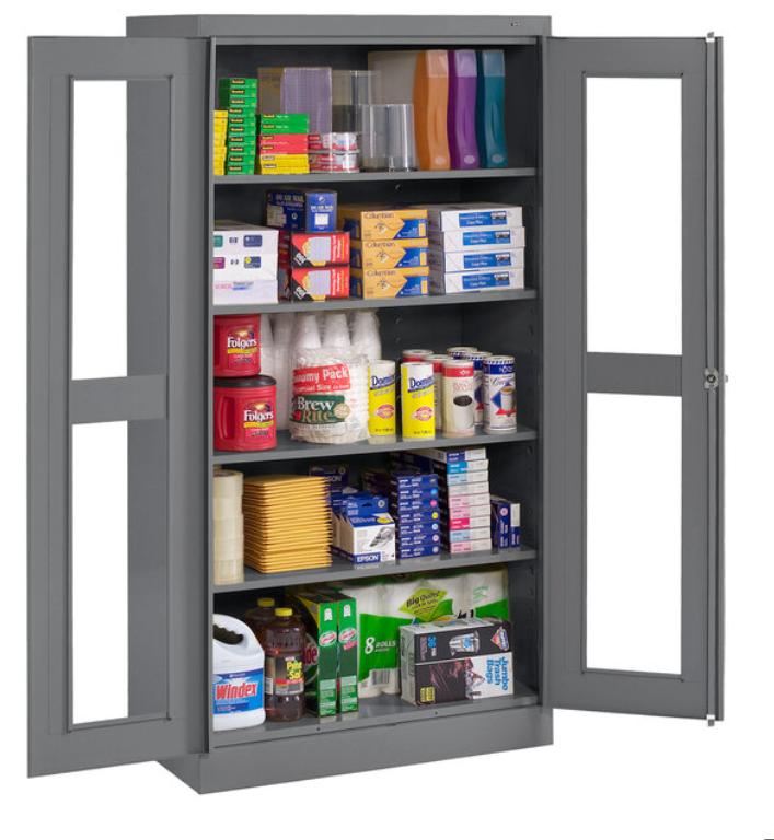 Tennsco 18" x 36" x 72" Dark Gray Standard Metal Storage Cabinet with C-Thru Doors - Assembled