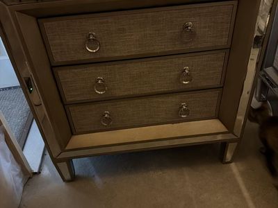 Mirrored Chest 3-Drawer Nightstand with Fabric-Front Drawers