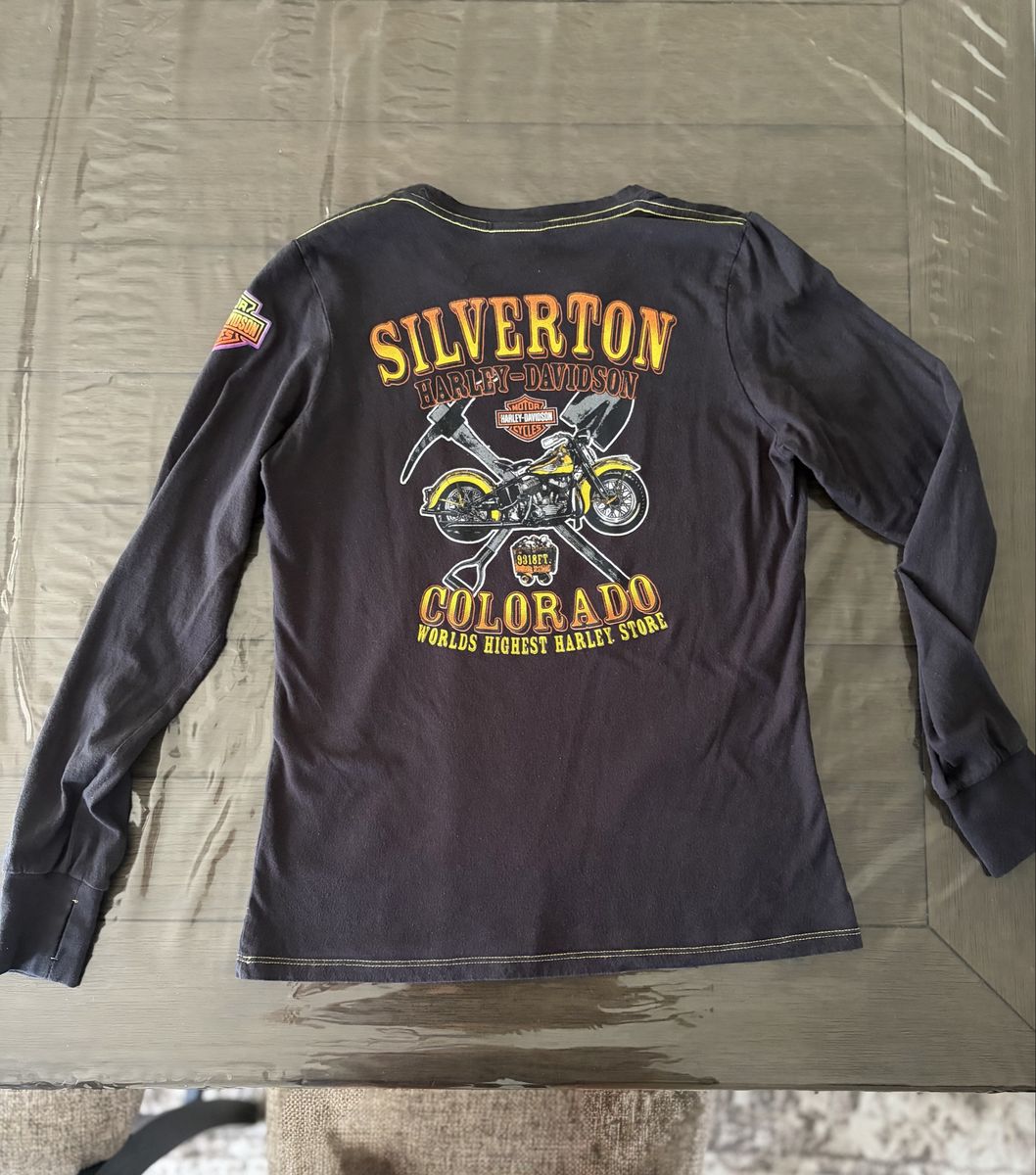 Harley-Davidson Women's Silverton Colorado Long Sleeve Graphic T-Shirt Skull Logo, Size Large