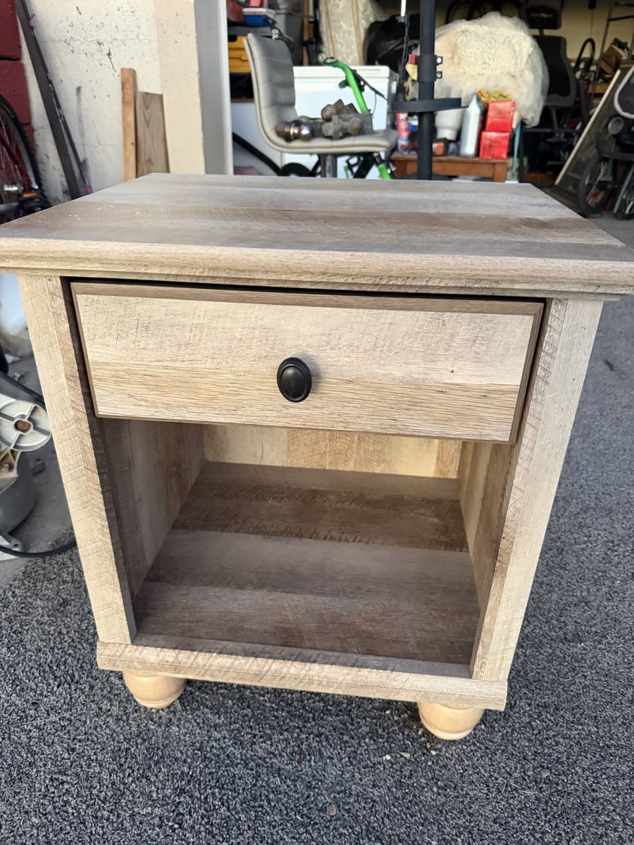 Rustic Wooden Nightstand with Single Drawer and Open Shelf