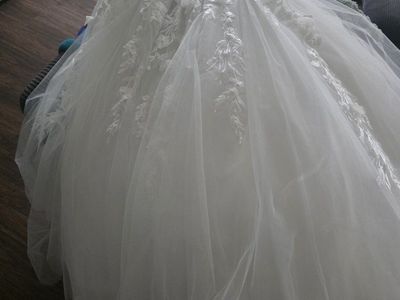 White Floral Lace Applique Tulle Flower Girl Formal Dress
