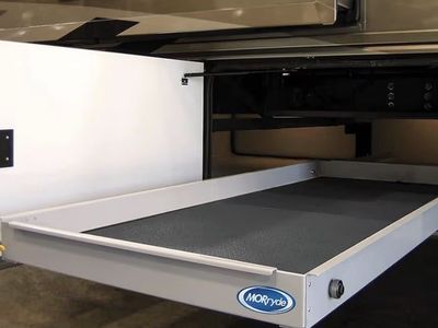 MORryde RV Cargo Slide Tray - 70" x 23" - 2 Way Slide - 80 Percent Extension - Carpeted Floor - 500 lbs.