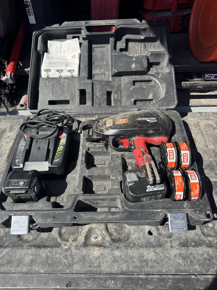 Max rebar tie gun 398 both have two batteries and a full box of wire for one