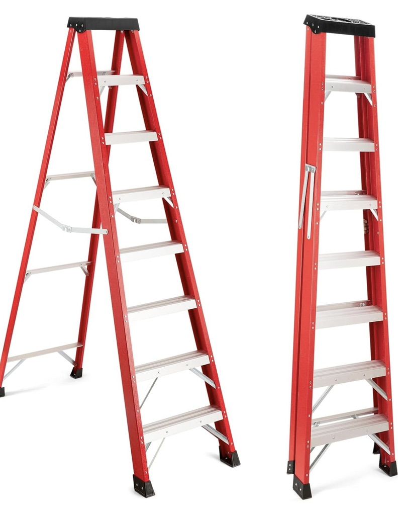 8 Foot Fiberglass Step Ladder, 375 Lb Load