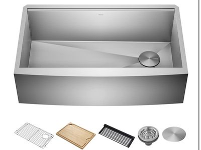 New KRAUS Kore KWF210-33 33-Inch 16 Gauge Single Bowl Stainless Steel Farmhouse Workstation Kitchen Sink
