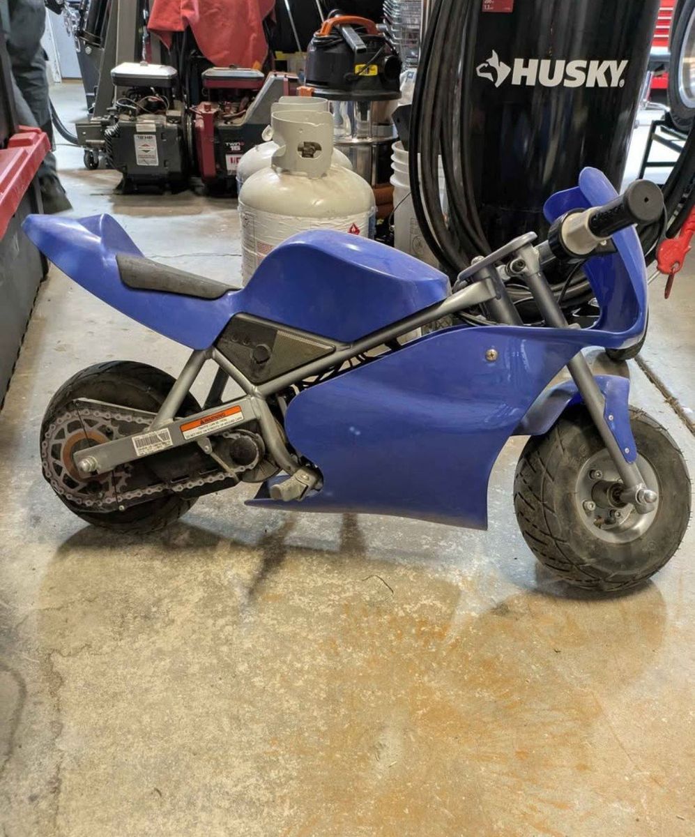 Electric Mini Pocket Bike - Blue, Compact, Perfect for Recreational Fun