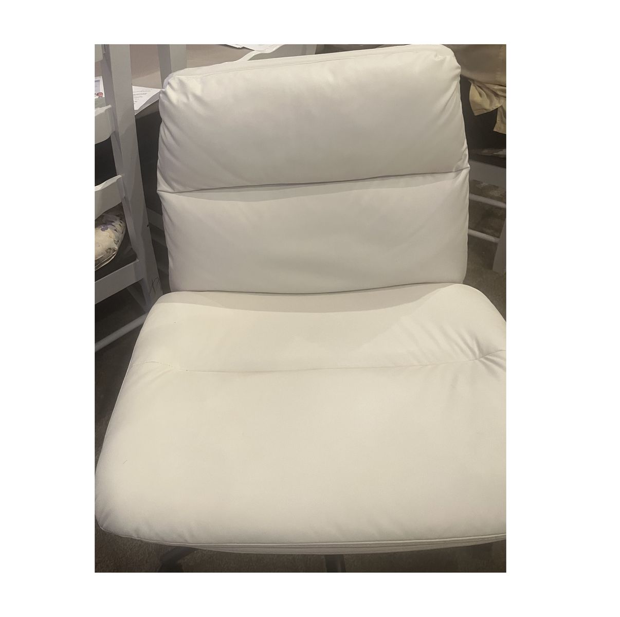 White leather adjustable rolling office chair