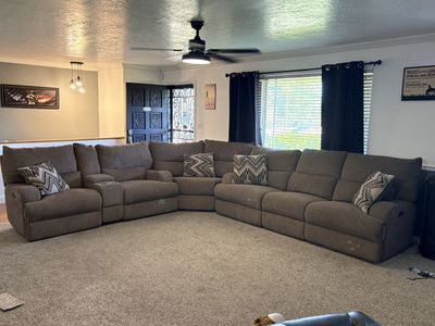 Brindle Brown Power Reclining Sofa