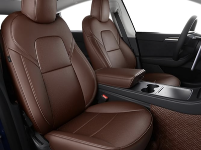 Custom Fit Tesla Covers Model Y 5 Seats-Brown Synthetic Napa Leather