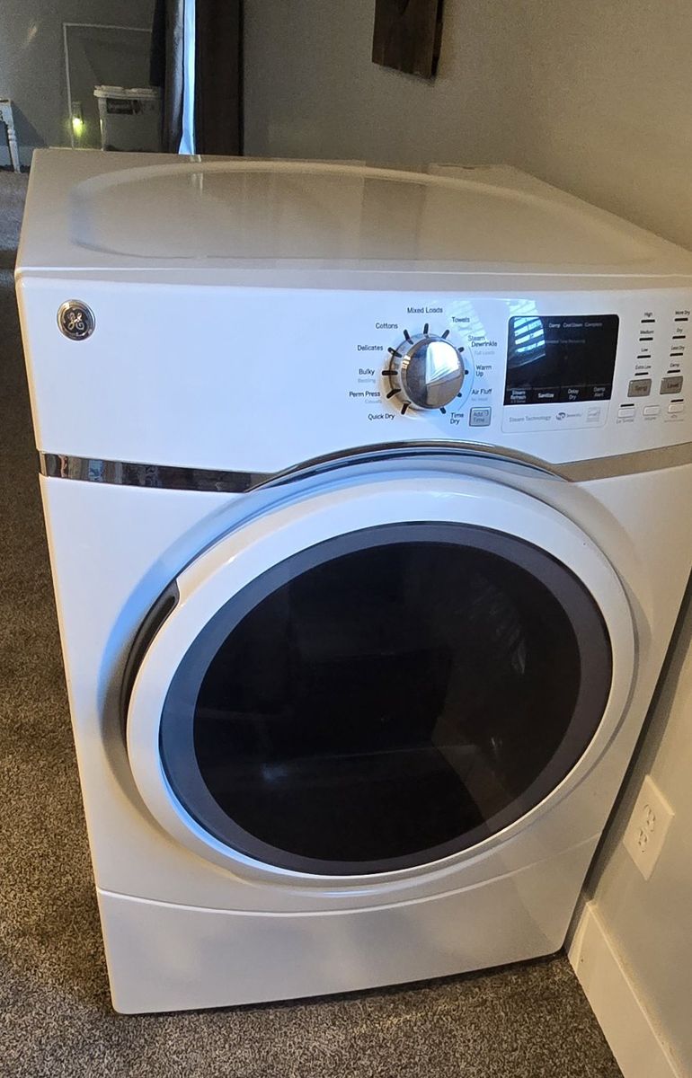 GE Front Load Electric Dryer White -, Multiple Cycles