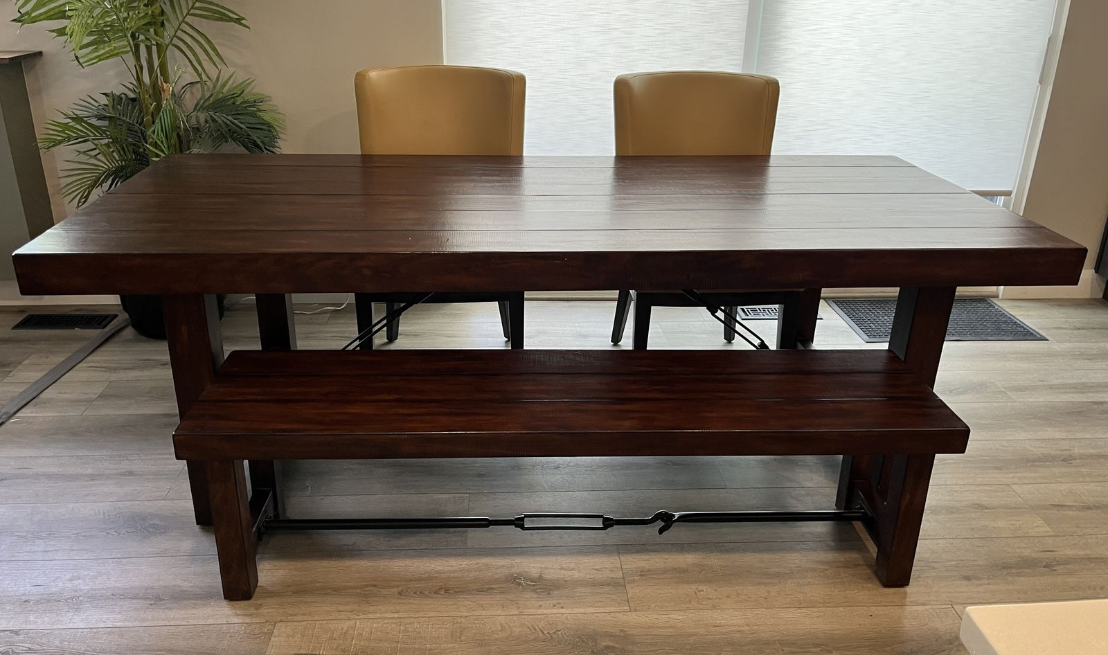 Pier 1 Solid Wood Dining Table & Matching Bench Set 95" x 39"
