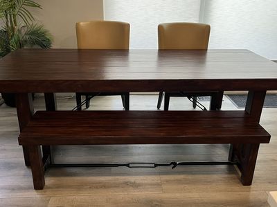 Pier 1 Solid Wood Dining Table & Matching Bench Set 95" x 39"