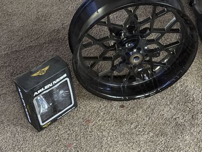 Harley Davidson Bagger Fat Front Wheel 18"x 5.5" & Arlen Ness Cowbells - New (Replicator)