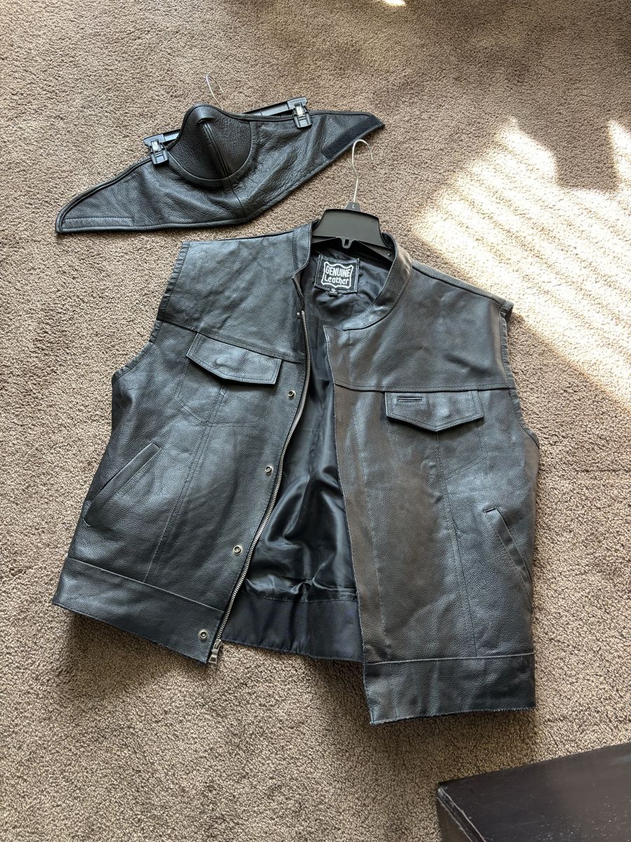 XL Leather vest  Leather  facemask