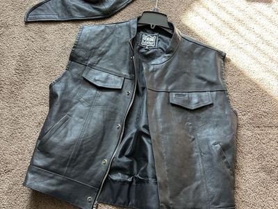 XL Leather vest Leather facemask