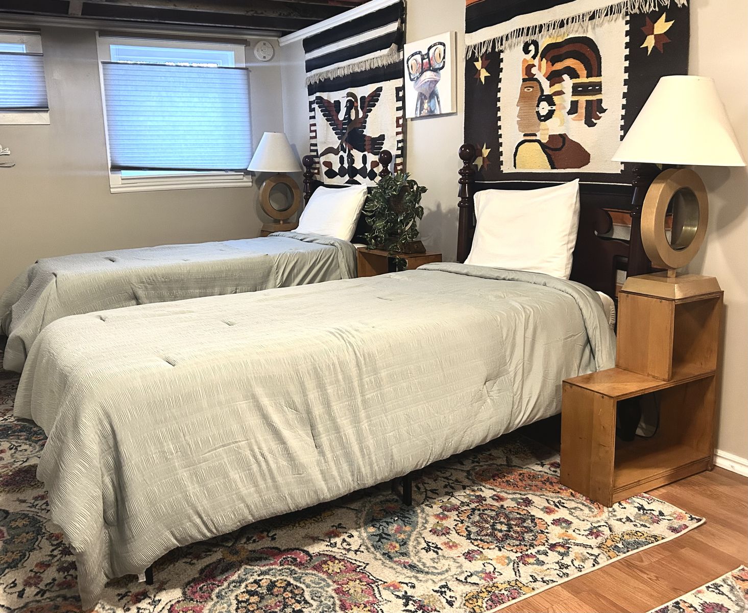 (2)Twin Purple Mattress Beds and Bedding