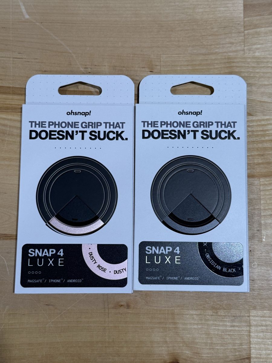 ohsnap! SNAP 4 Luxe Phone Grip - MagSafe Compatible, Dusty Rose & Obsidian Black, 2-Pack