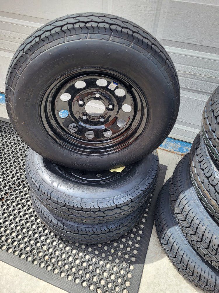 Trailer Tires w/Rims ST205/75D15 
**White & Black**
Free Country/Garvee/Eco Trail