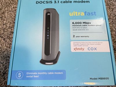 Motorola MB8600 DOCSIS 3.1 Cable Modem - Ultrafast 6,000 Mbps - Xfinity/Cox Compatible