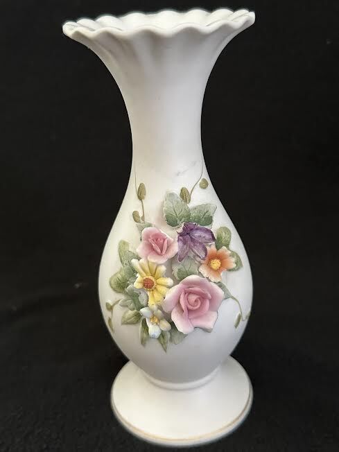 Vintage Lefton Hand Painted Bud Vase Colorful Flowers Japan