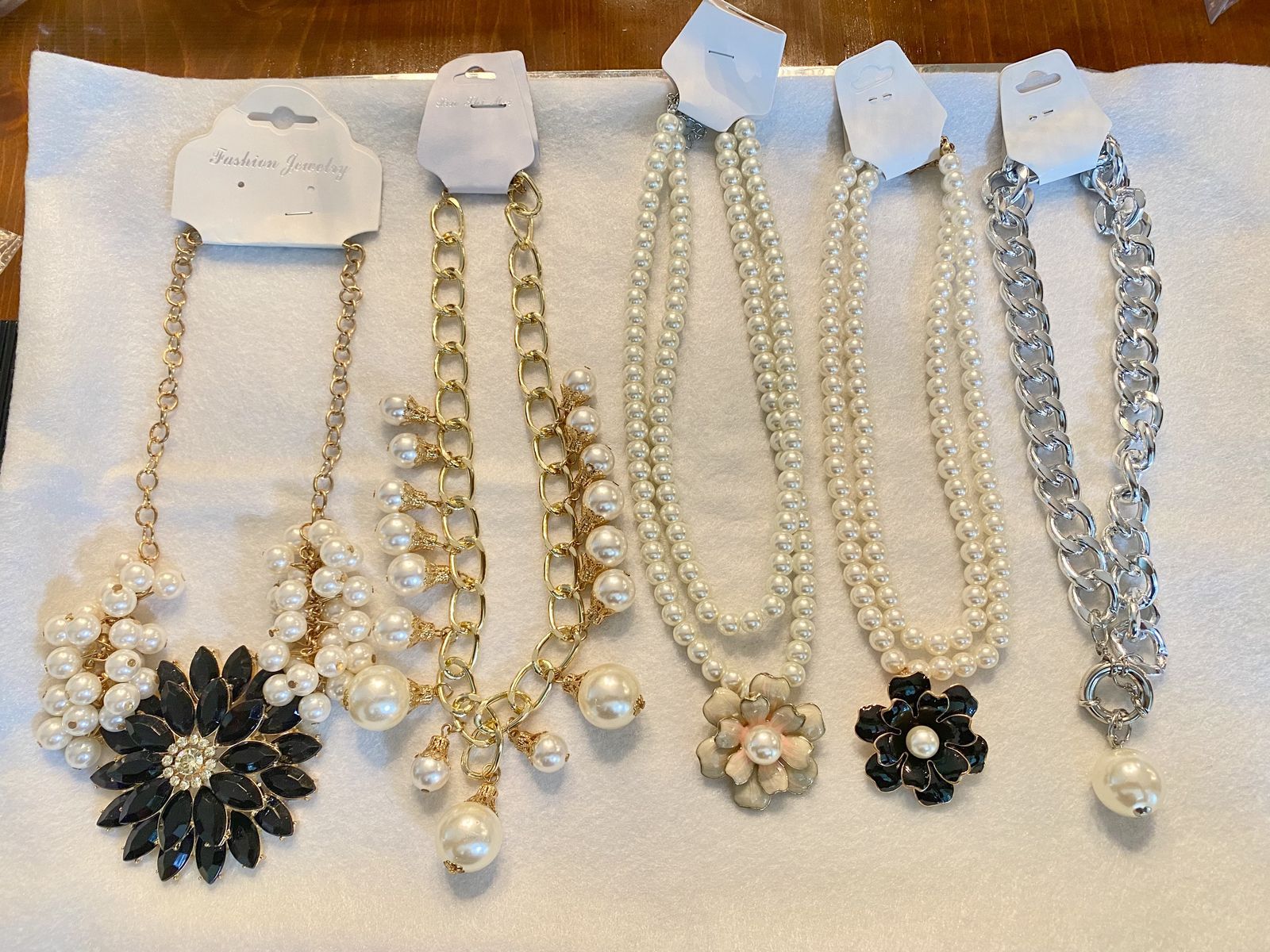NEW!  Pearl Glam & Chain Statement Necklaces - Floral & Charm Designs - $10-$17 - C PIX