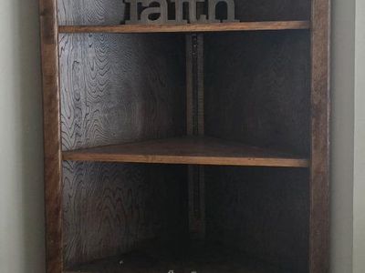 OBO-Vintage Solid Wood Corner Display Cabinet with Adjustable Shelves and Storage