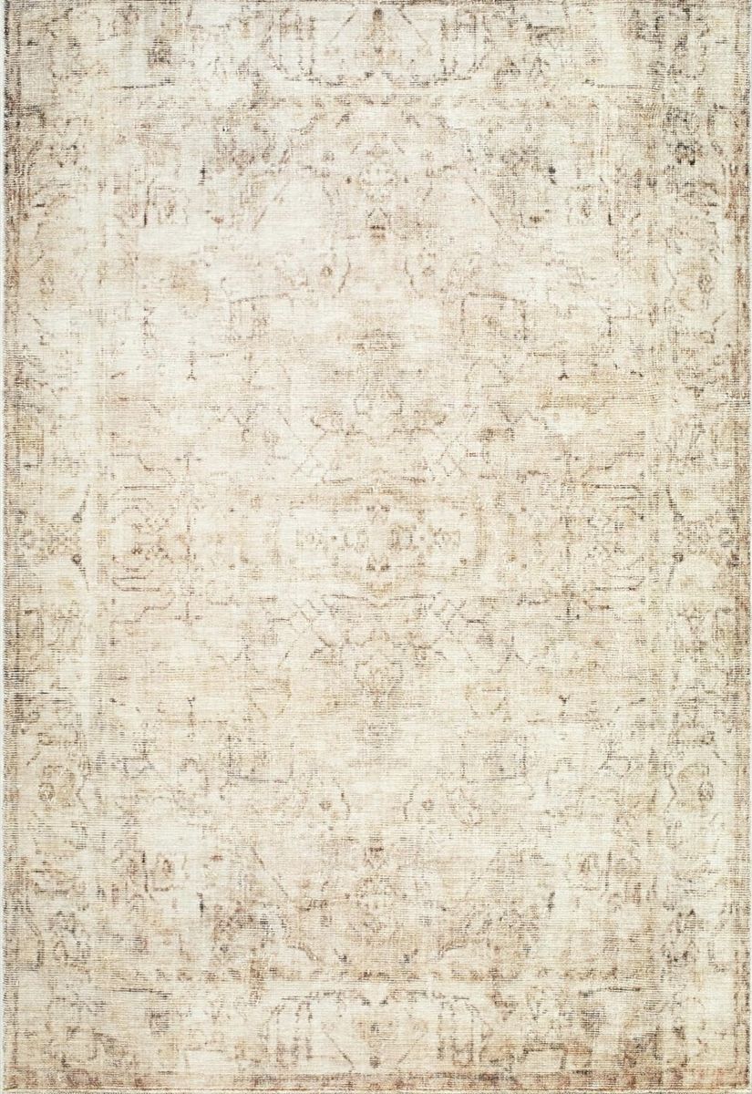 New. 8x10 Vintage Distressed Beige Area Rug with Traditional Fringe!