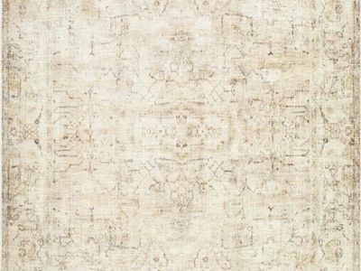New. 8x10 Vintage Distressed Beige Area Rug with Traditional Fringe!