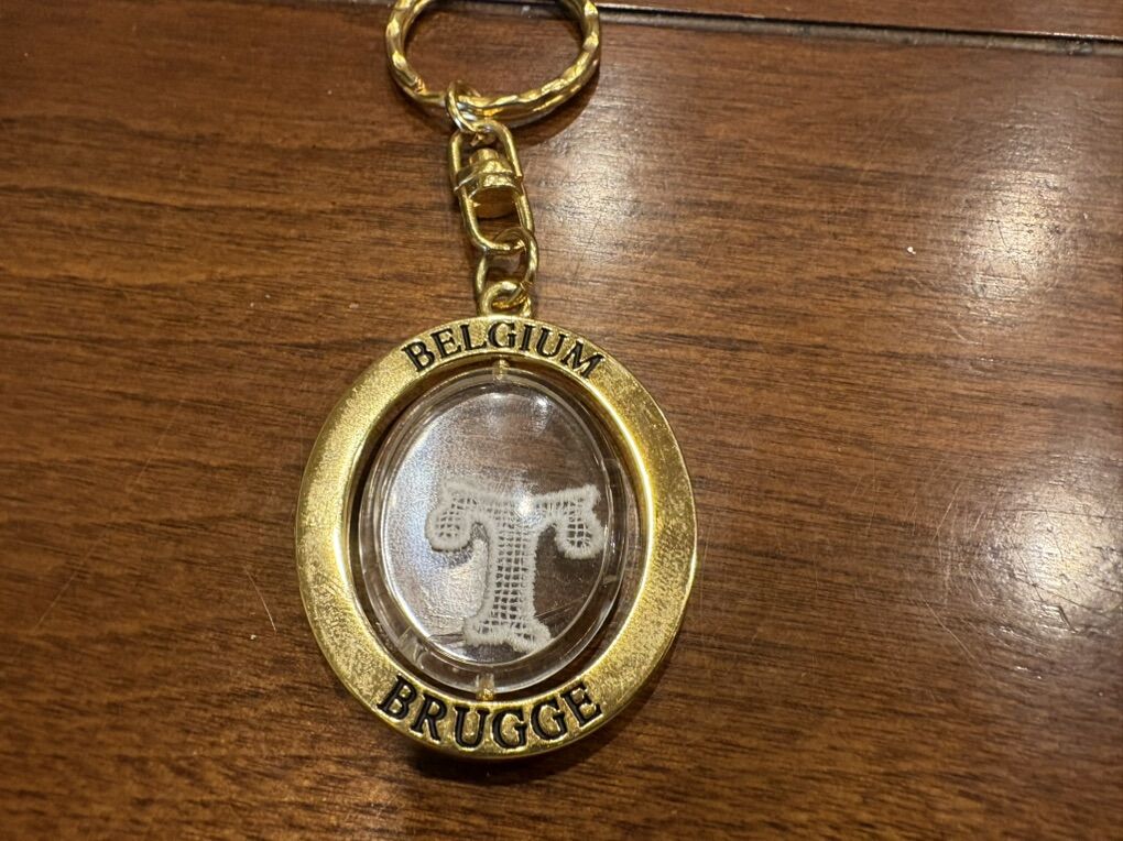 Brass Keychain From Brugge Belgium With T On It