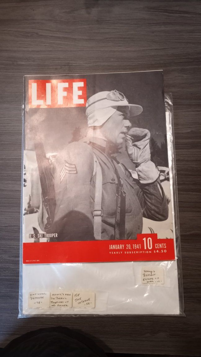 LIFE Magazine January 20, 1941 - U.S. Ski Trooper Cover - WWII Era Collectible