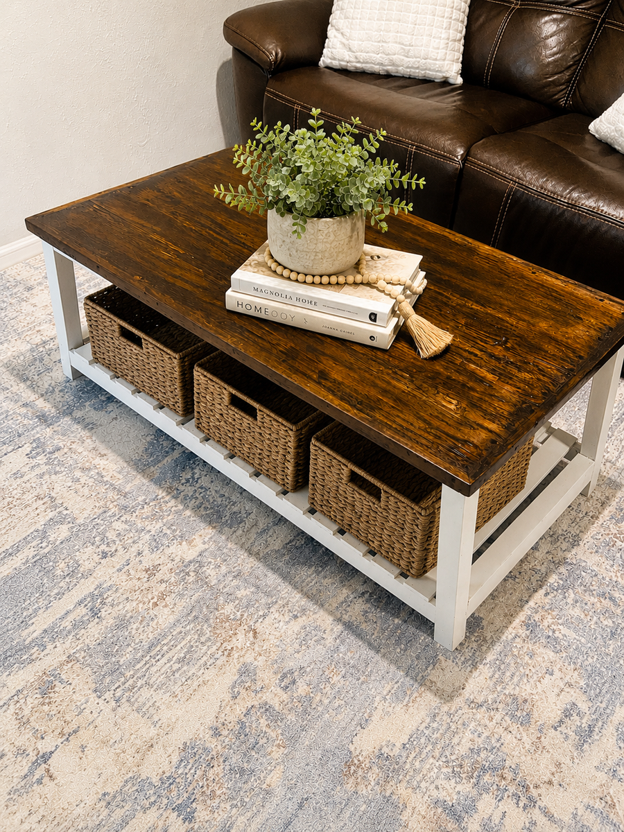 Hand-Refinished Solid Wood Farmhouse Coffee Table