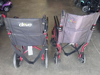 Drive Medical & Nova Lightweight Transport Wheelchairs - Red, blue, silver, and black. Many to choose from.