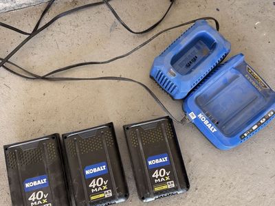 Kobalt 40V Snow Shovel + Batteries & Chargers
