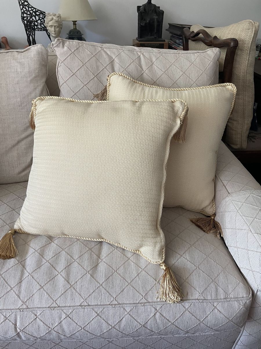Cream and Gold Tassle Pillows