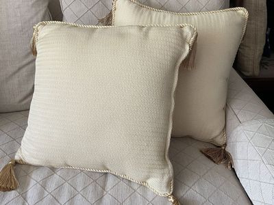 Cream and Gold Tassle Pillows