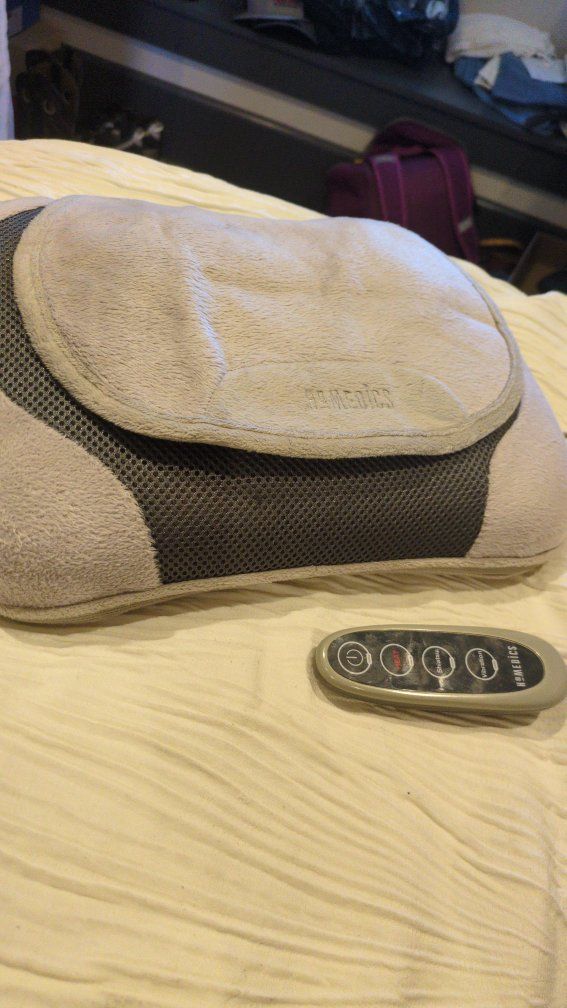 HoMedics Gray Vibrating Back & Neck Massage Pillow with Heat & Remote