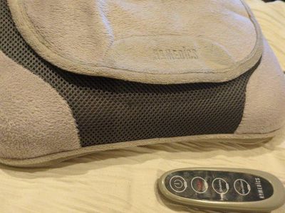 HoMedics Gray Vibrating Back & Neck Massage Pillow with Heat & Remote