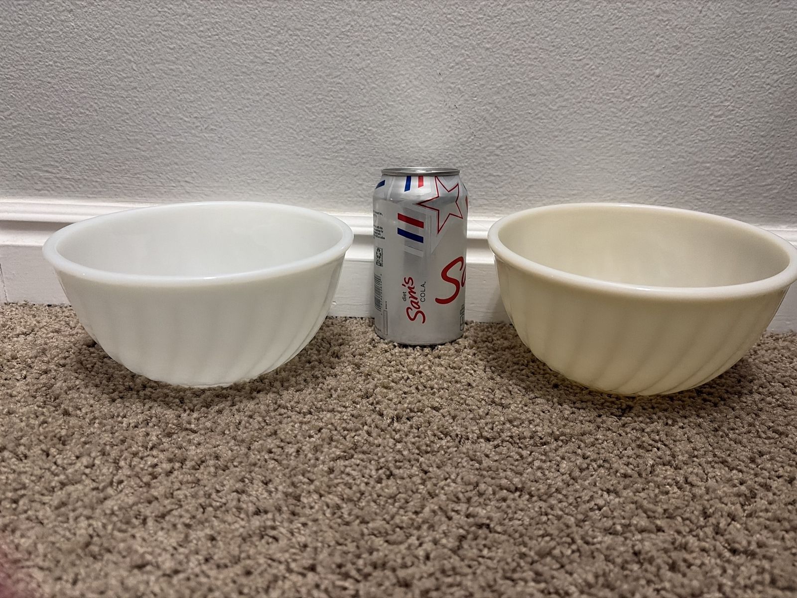 Vintage Fire King 2 Piece Set  Milk Glass Bowls