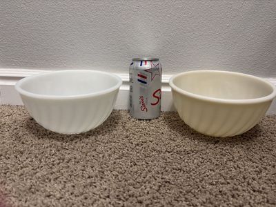 Vintage Fire King 2 Piece Set Milk Glass Bowls
