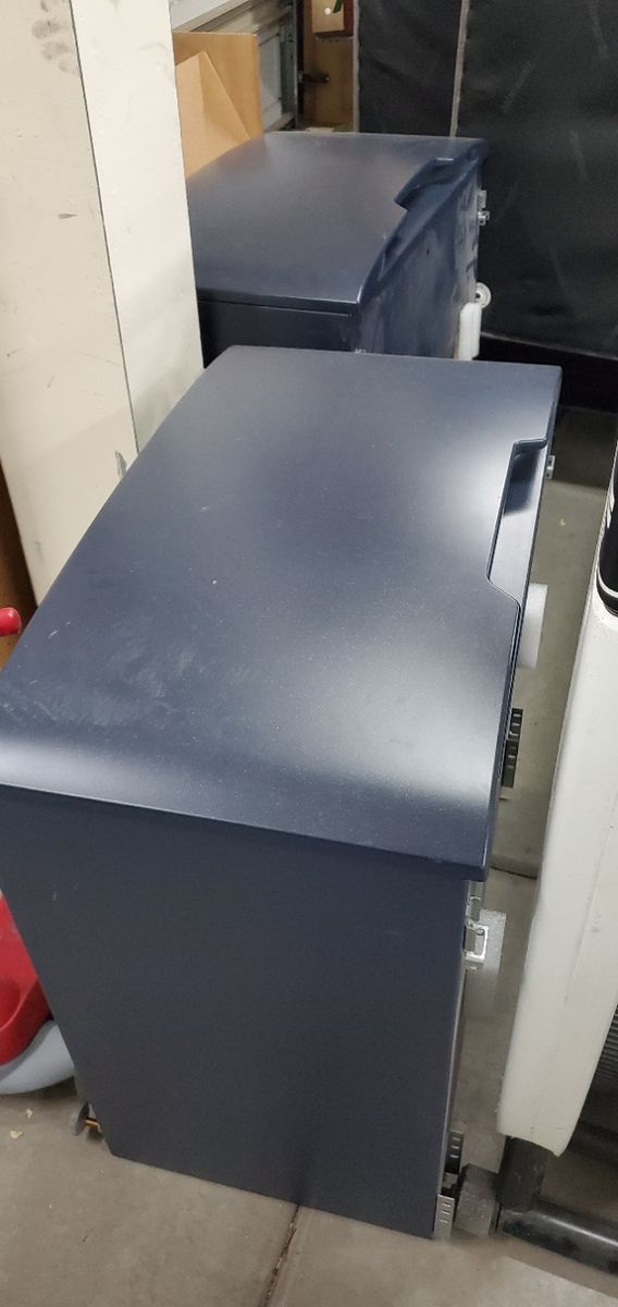 GE Blue Washer and Dryer Drawer Pedestals