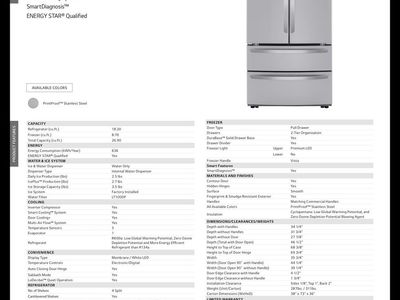 LG LMWB27626S French Door Refrigerator - Stainless Steel, 26.2 cu. ft., Bottom Freezer