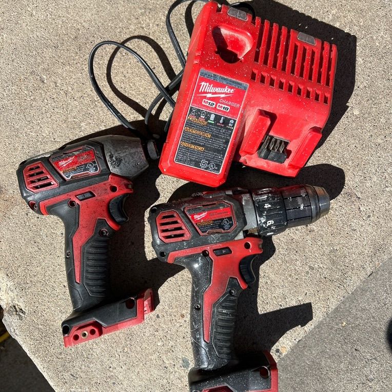 Milwaukee M18 Drill/Impact/Charger No Batteries