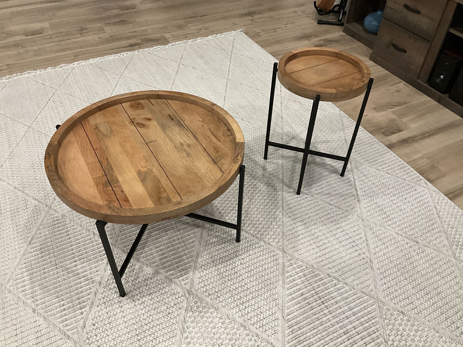 Natural Wood Coffee Table and End Table