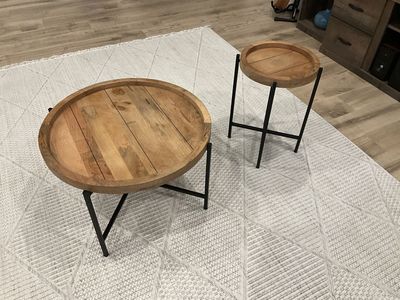 Natural Wood Coffee Table and End Table